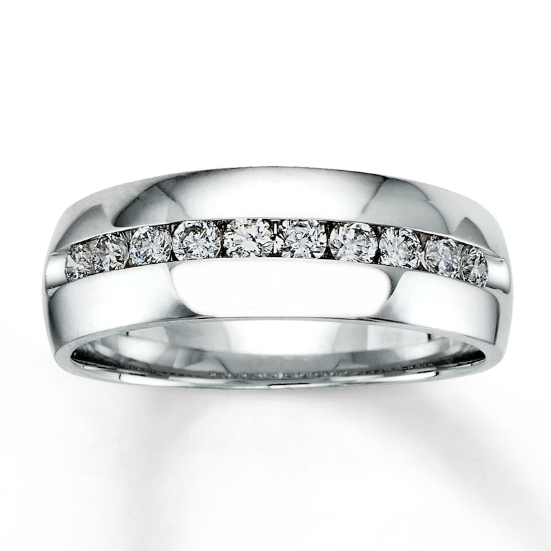 Previously Owned Men's Diamond Wedding Band 1/2 ct tw Round-cut 14K White Gold