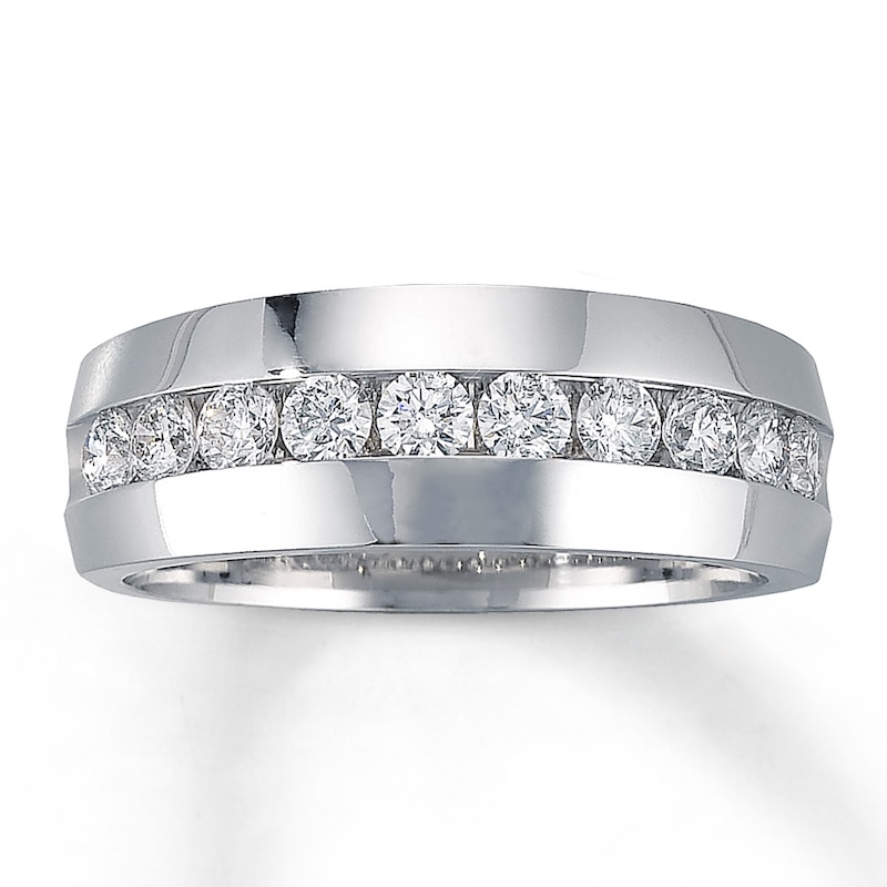 Main Image 1 of Previously Owned Men's Wedding Band 1 ct tw Round-cut Diamonds 14K White Gold