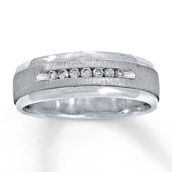 Previously Owned Men's Diamond Wedding Band 1/8 Carat tw 14K White Gold