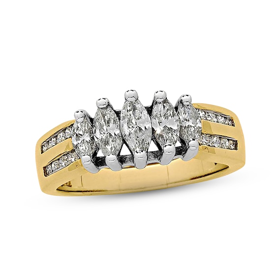 Previously Owned Diamond Anniversary Ring 1 ct tw Marquise & Round-cut 14K Two-Tone Gold