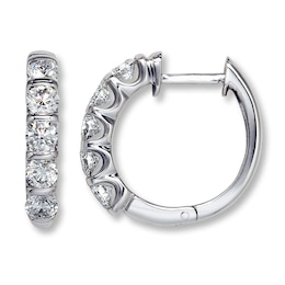 Previously Owned Diamond Hoop Earrings 2 ct tw Round-cut 14K White Gold