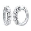 Thumbnail Image 1 of Previously Owned Diamond Hoop Earrings 2 ct tw Round-cut 14K White Gold