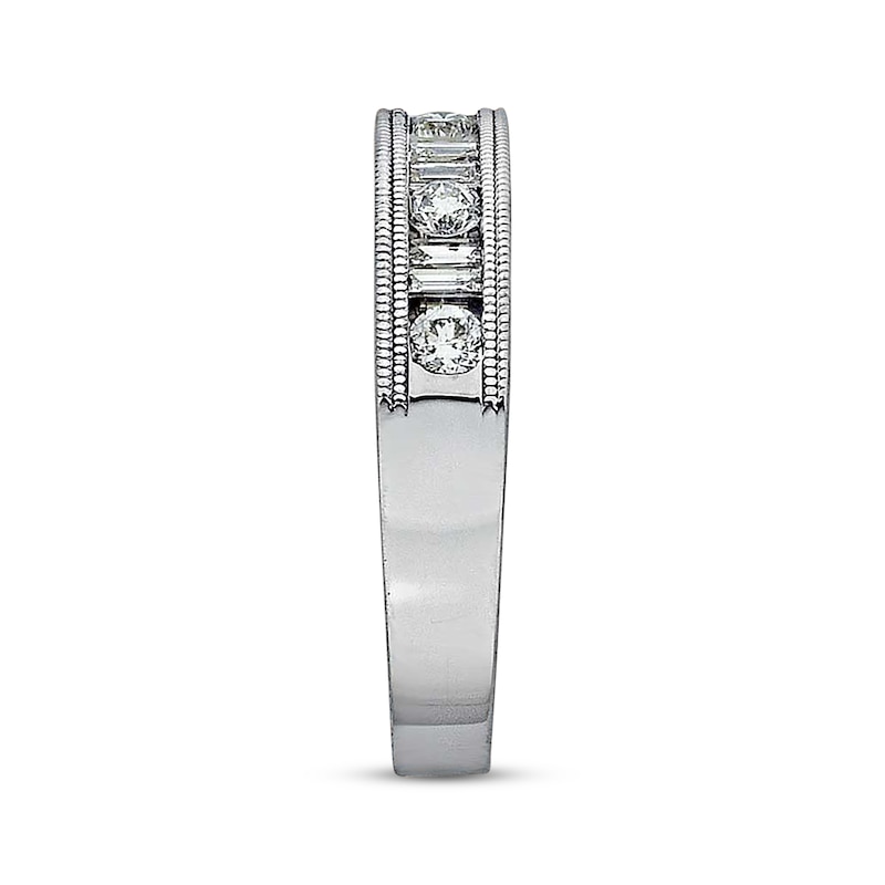 Main Image 3 of Previously Owned Diamond Anniversary Band 1/2 ct tw Round & Baguette-cut 14K White Gold