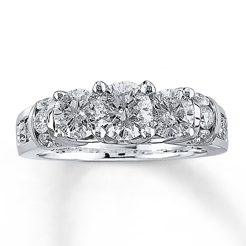 Previously Owned Three-Stone Diamond Ring 2-1/2 ct tw 14K White Gold