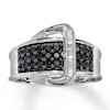 Thumbnail Image 1 of Previously Owned Black & White Diamond Belt Buckle Ring 1/2 ct tw 14K White Gold