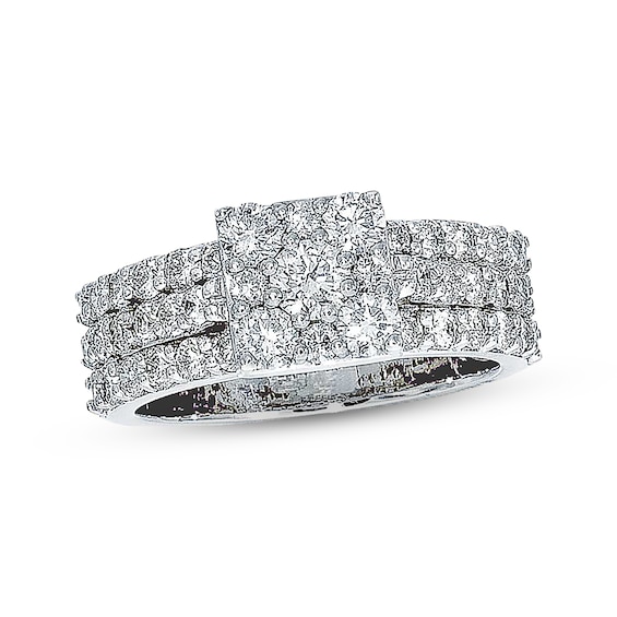 Previously Owned Multi-Diamond Engagement Ring 2 ct tw Round-cut 14K White Gold