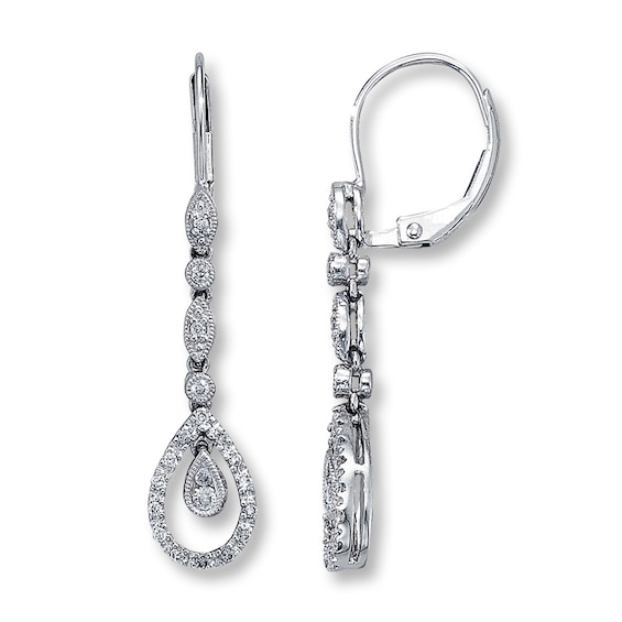 Previously Owned Diamond Teardrop Dangle Earrings 1/4 ct tw 10K White Gold