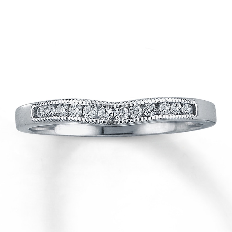 Main Image 1 of Previously Owned Diamond Contour Ring 1/6 ct tw Round-cut 14K White Gold