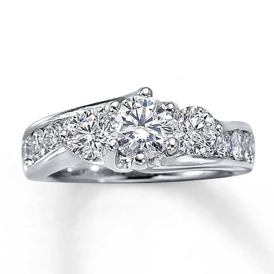 Previously Owned Three-Stone Diamond Ring 2 ct tw Round-cut 14K White Gold