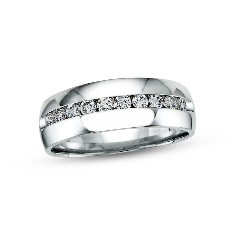 Main Image 1 of Previously Owned Men's Diamond Wedding Band 1/2 ct tw 14K White Gold
