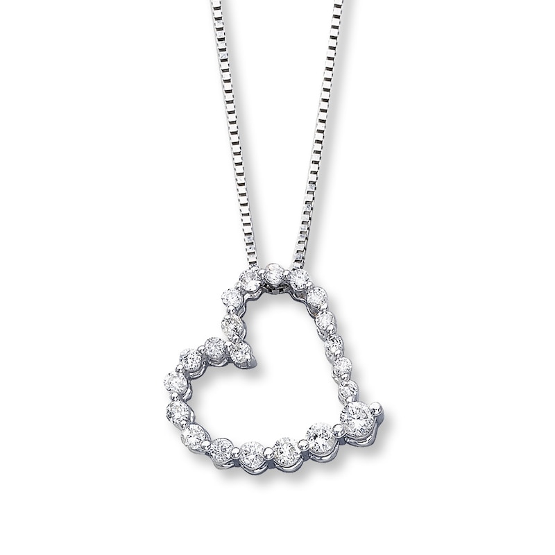 Main Image 1 of Previously Owned Necklace 1/2 cttw Diamond Heart 14K White Gold 18&quot;
