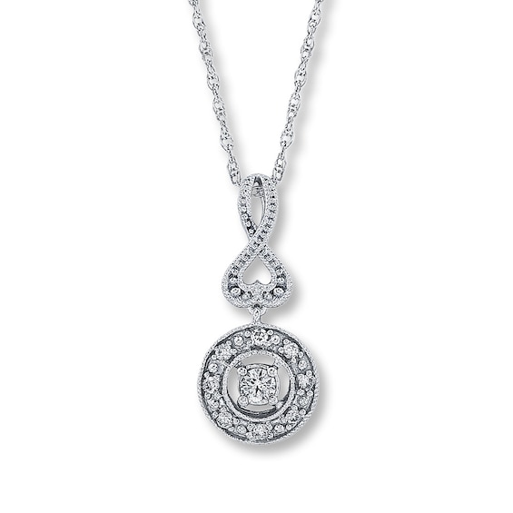 Previously Owned Diamond Circle Necklace 1/10 ct tw Round-cut 10K White Gold