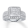Thumbnail Image 0 of Previously Owned Engagement Ring 1 ct tw Princess & Round-cut Diamonds 14K White Gold