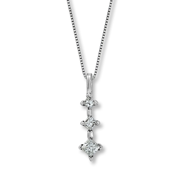 Previously Owned Diamond Necklace 1/3 ct tw Princess-cut 14K White Gold 18"