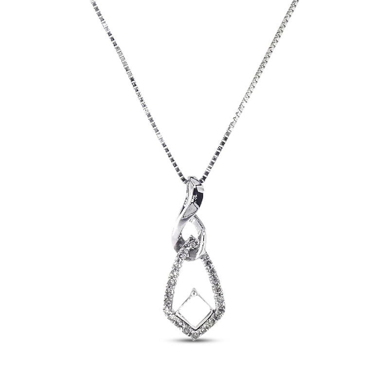 Main Image 1 of Previously Owned Diamond Necklace 1/4 cttw Round & Princess-Cut 14K White Gold