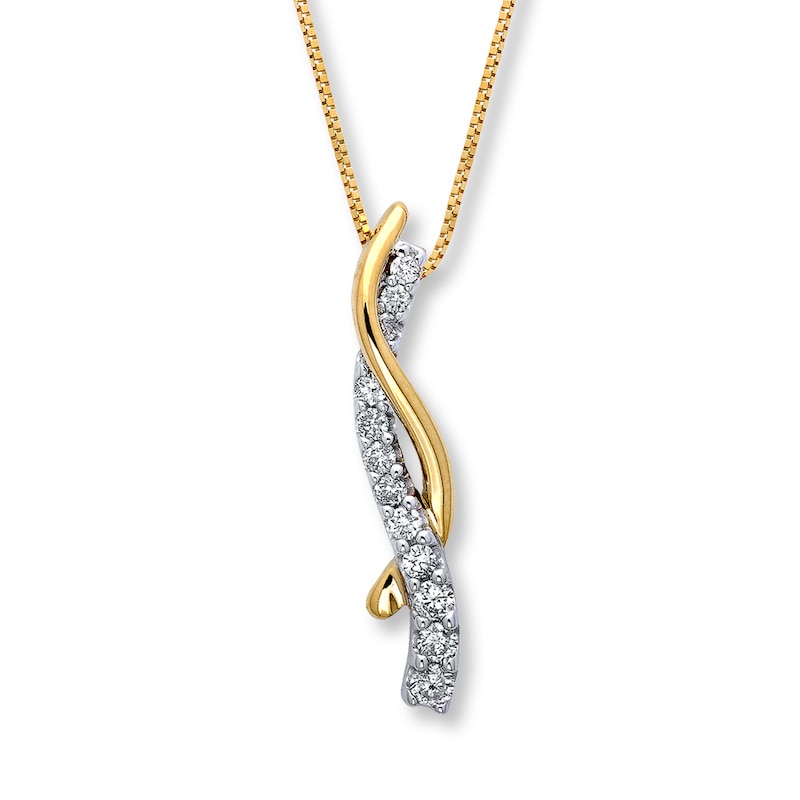 Main Image 1 of Previously Owned Diamond Necklace 1/4 ct tw Round-Cut 14K Two-Tone Gold 18"