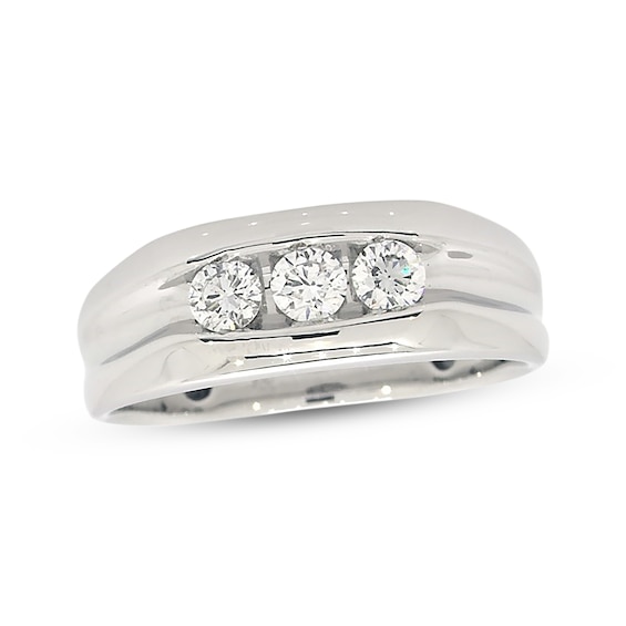 Previously Owned Men's Wedding Band 1/2 ct tw Round-cut Diamonds 14K White Gold