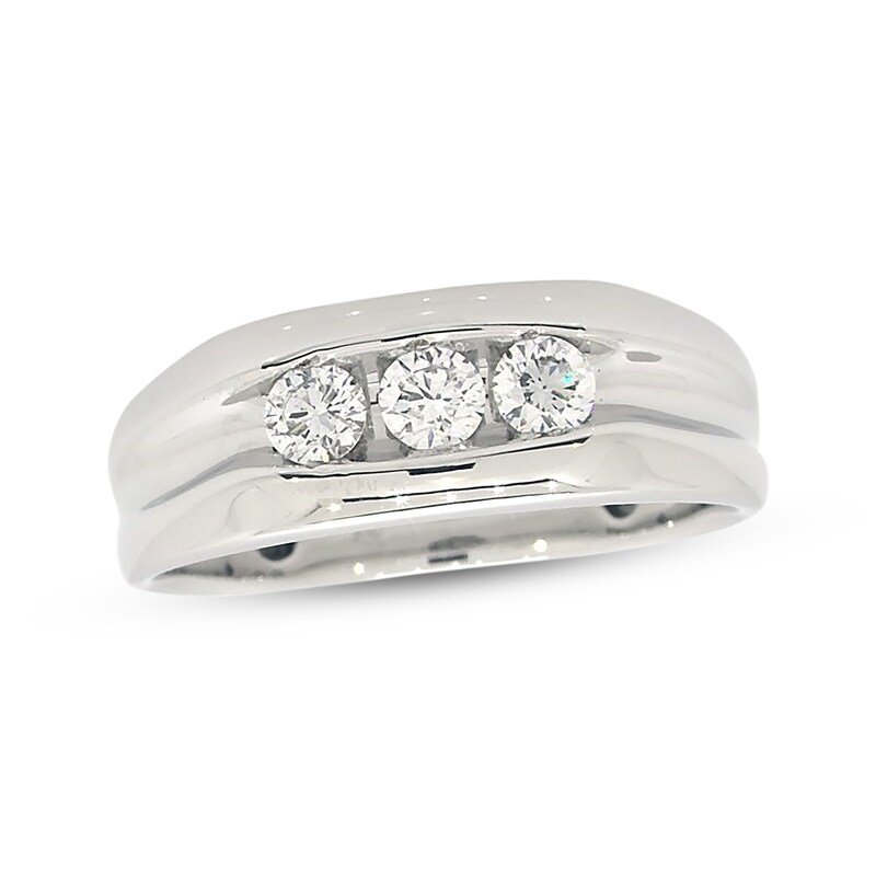 Main Image 1 of Previously Owned Men's Wedding Band 1/2 ct tw Round-cut Diamonds 14K White Gold
