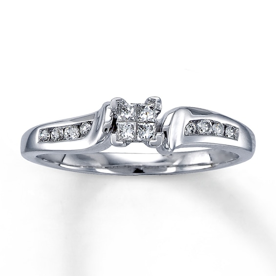 Previously Owned Diamond Ring 1/5 ct tw Princess & Round 10K White Gold
