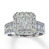 Thumbnail Image 1 of Previously Owned Diamond Engagement Ring 2-1/5 ct tw Princess, Trillion & Round 14K White Gold