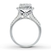 Thumbnail Image 2 of Previously Owned Diamond Engagement Ring 2-1/5 ct tw Princess, Trillion & Round 14K White Gold