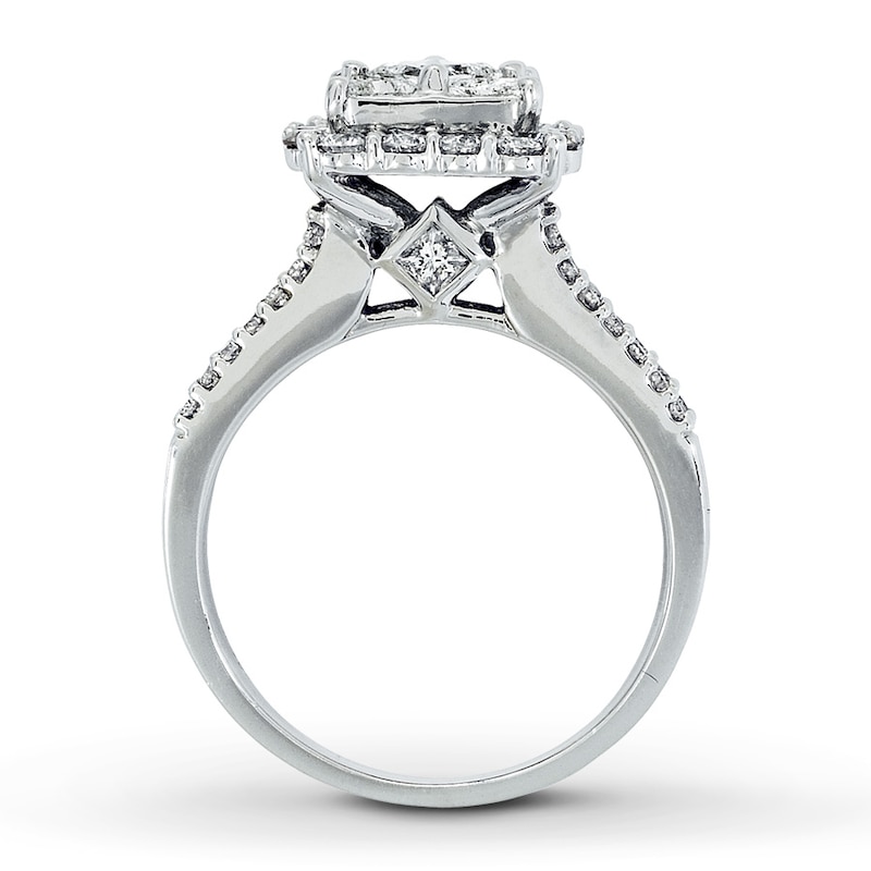 Main Image 2 of Previously Owned Diamond Engagement Ring 2-1/5 ct tw Princess, Trillion & Round 14K White Gold