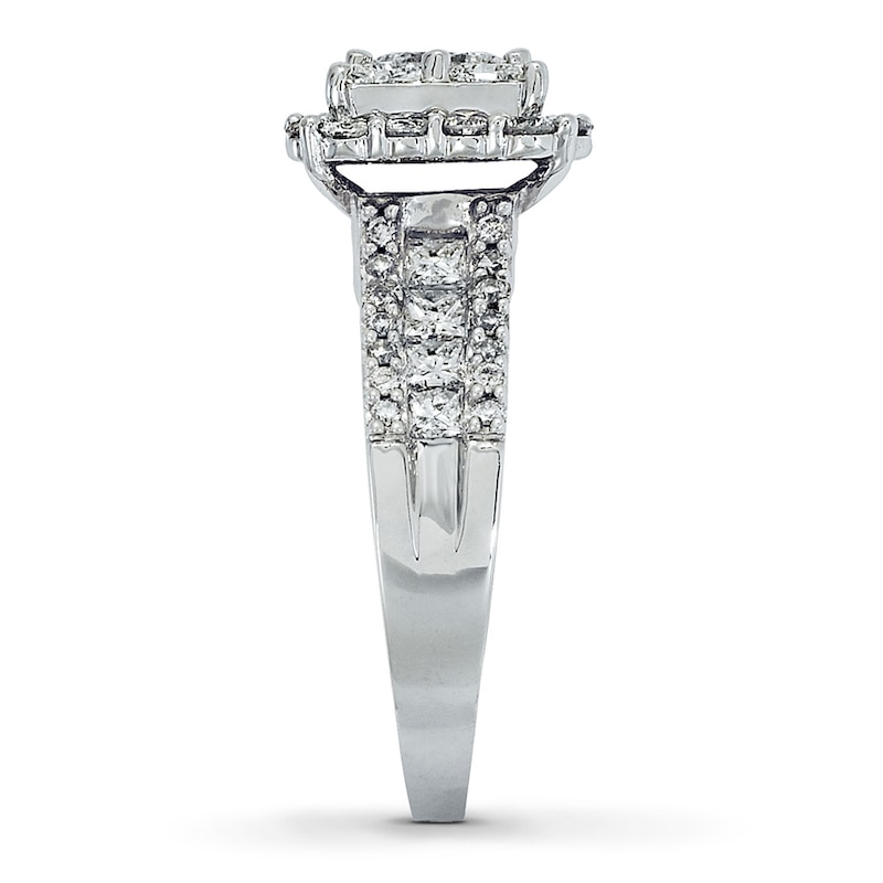 Main Image 3 of Previously Owned Diamond Engagement Ring 2-1/5 ct tw Princess, Trillion & Round 14K White Gold