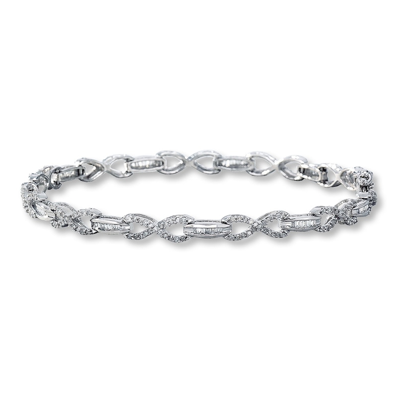 Previously Owned Diamond Bracelet 1 ct tw Round & Baguette 10K White Gold