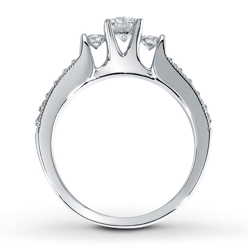 Main Image 2 of Previously Owned Diamond 3-Stone Ring 5/8 ct tw Round-cut 14K White Gold