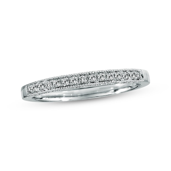 Previously Owned Wedding Band 1/8 ct tw Round-cut Diamonds 14K White Gold