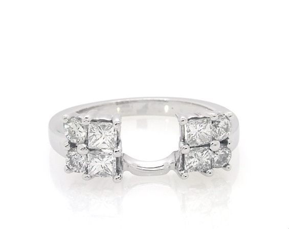 Previously Owned Princess & Round-Cut Diamond Enhancer Ring 1 ct tw 14K White Gold