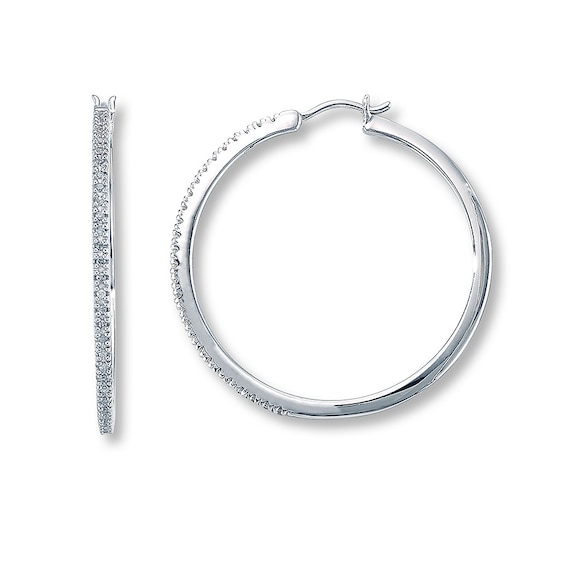 Previously Owned Diamond Hoop Earrings 1/4 cttw Sterling Silver