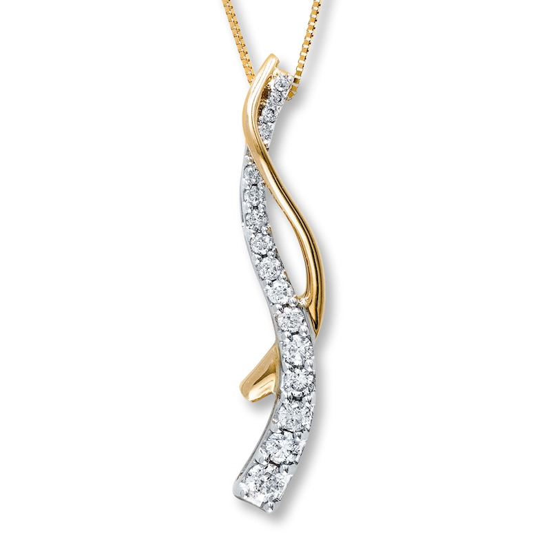 Main Image 1 of Previously Owned Journey Diamond Necklace 1/2 ct tw Round-cut 14K Two-Tone Gold 18&quot;