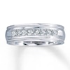 Thumbnail Image 1 of Previously Owned Diamond Men's Wedding Band 3/4 ct tw Square-cut 14K White Gold - Size 10.25