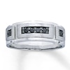 Thumbnail Image 1 of Previously Owned Men's Black Diamond Wedding Band 1/4 ct tw Round-cut 10K White Gold