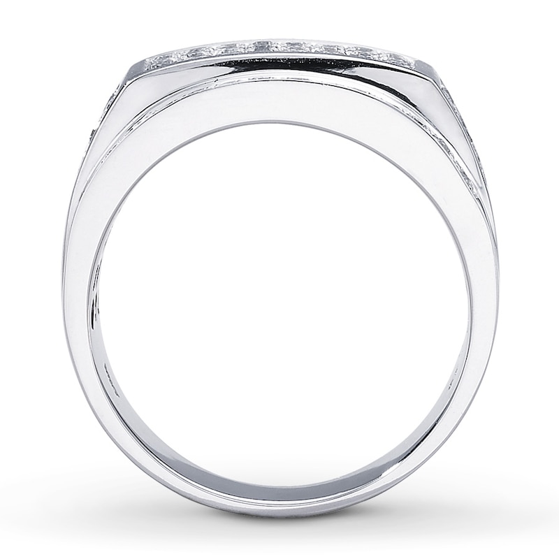 Main Image 2 of Previously Owned Men's Ring 1 ct tw Round-cut Diamonds 10K White Gold