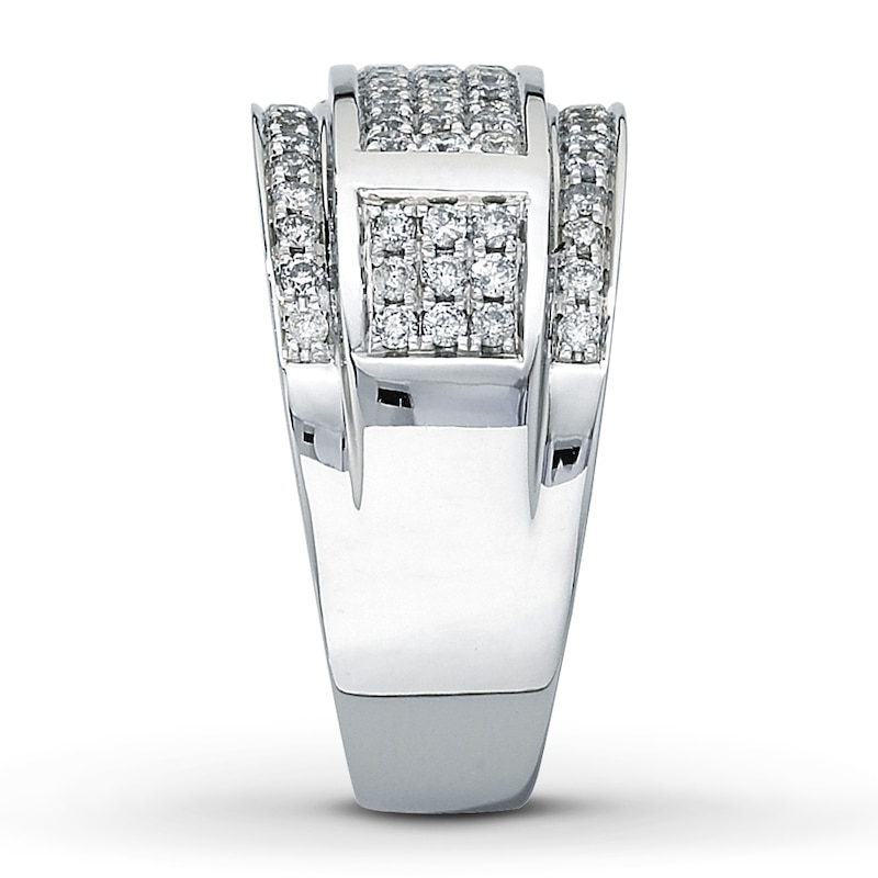 Main Image 3 of Previously Owned Men's Ring 1 ct tw Round-cut Diamonds 10K White Gold