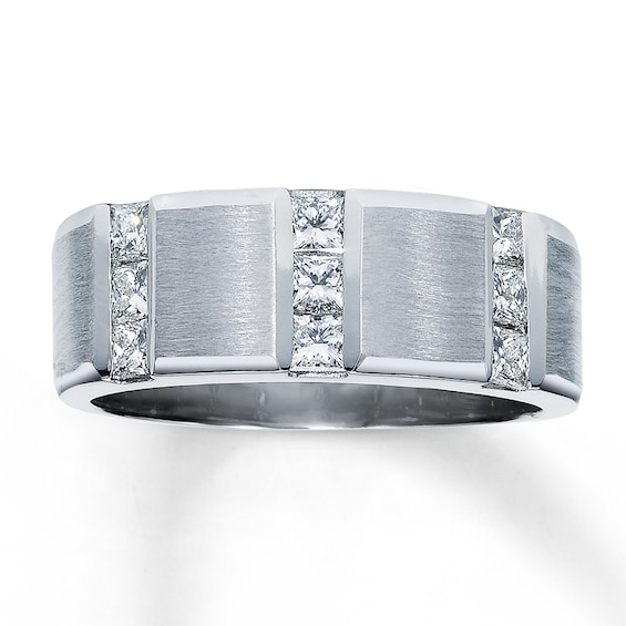 Previously Owned Men's Wedding Band 1 ct tw Square-cut Diamonds 14K White Gold