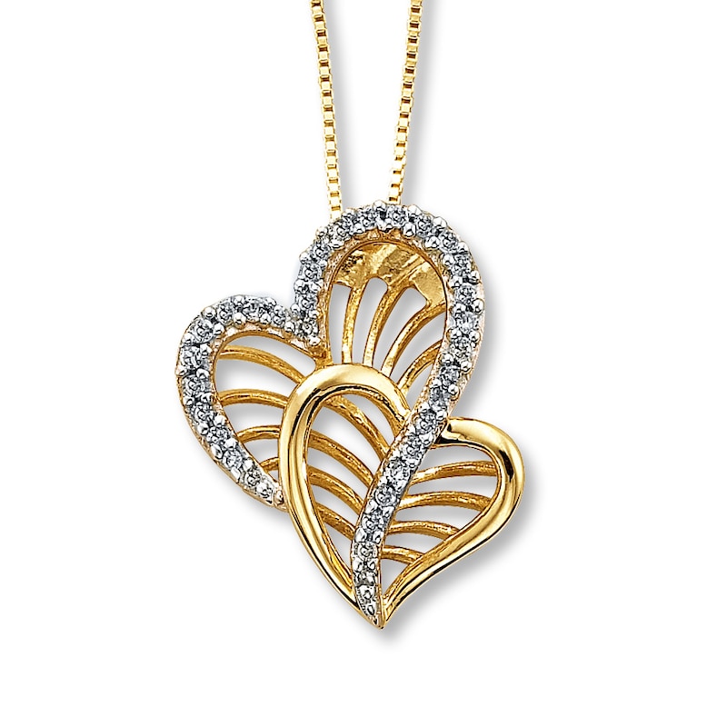 Previously Owned Diamond Heart Necklace 1/10 ct tw Round-Cut 10K Yellow Gold 18"
