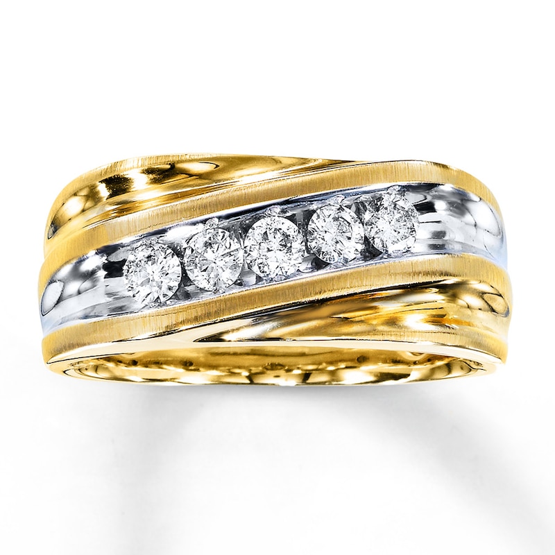 Main Image 1 of Previously Owned Men's Wedding Band 1/2 ct tw Round-cut Diamonds 14K Yellow Gold
