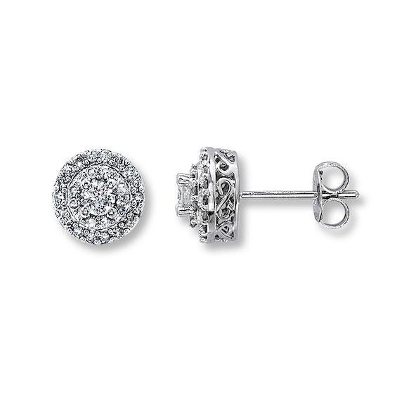 Previously Owned Diamond Earrings 1/2 Carat tw 14K White Gold