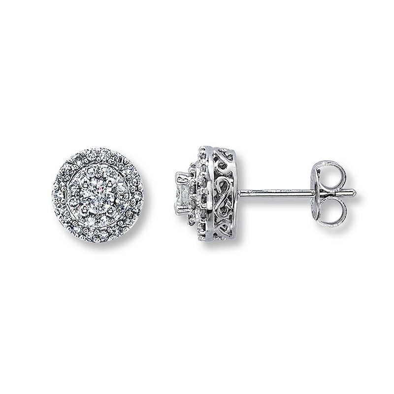 Main Image 1 of Previously Owned Diamond Earrings 1/2 Carat tw 14K White Gold