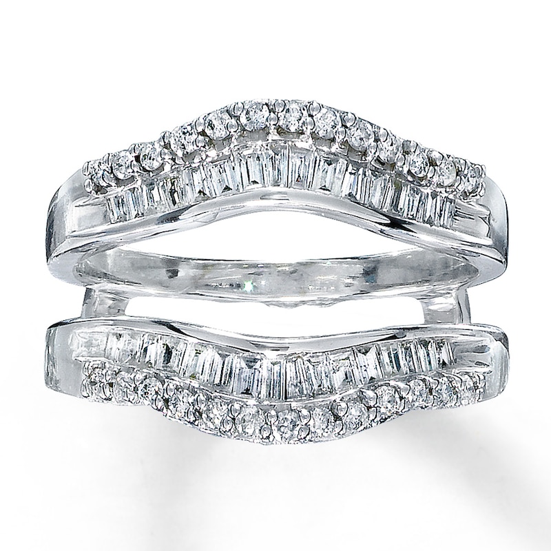 Previously Owned Diamond Enhancer Ring 1/2 ct tw Round & Baguette-cut 14K White Gold
