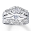 Thumbnail Image 1 of Previously Owned Diamond Enhancer Ring 1/2 ct tw Round & Baguette-cut 14K White Gold