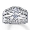 Thumbnail Image 1 of Previously Owned Diamond Enhancer Ring 1/2 ct tw Round & Baguette-cut 14K White Gold