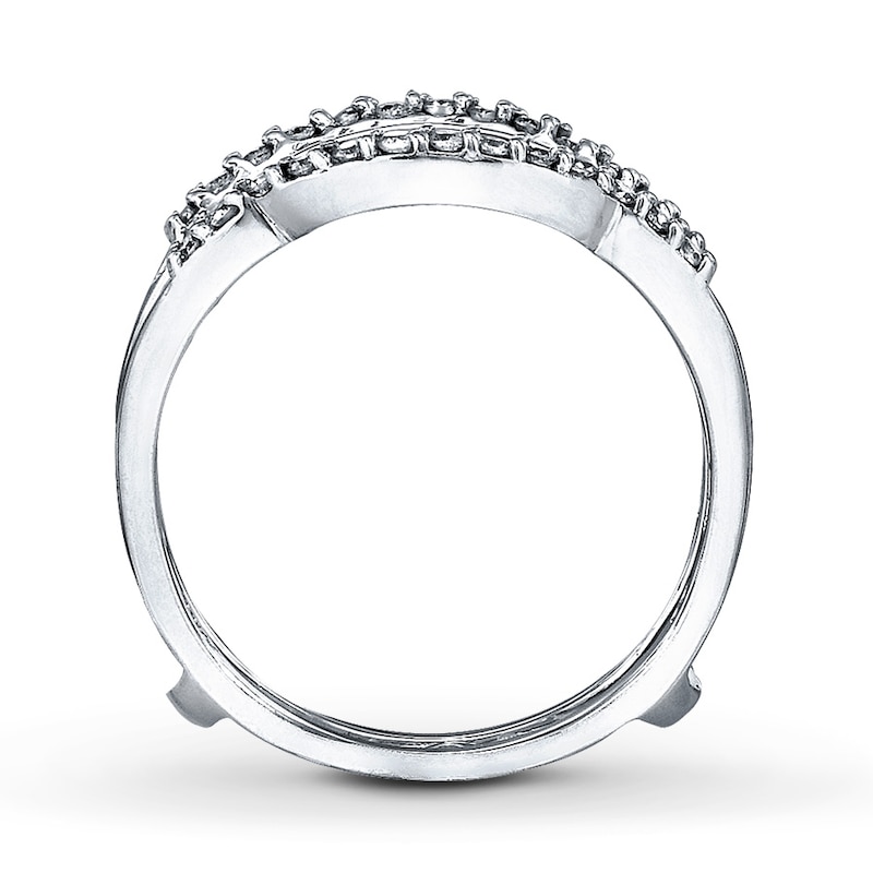Previously Owned Diamond Enhancer Ring 1/2 ct tw Round & Baguette-cut 14K White Gold
