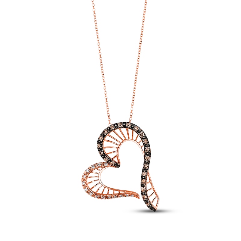 Main Image 1 of Previously Owned Le Vian Diamond Heart Necklace 3/8 cttw 14K Strawberry Gold 18&quot;