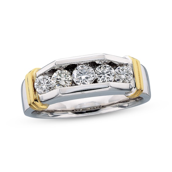 Previously Owned Men's Diamond Wedding Band 1 ct tw Round-cut 14K Two-Tone Gold