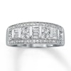 Previously Owned Diamond Anniversary Ring 3/4 ct tw Baguette/Round 10K White Gold