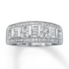 Thumbnail Image 0 of Previously Owned Diamond Anniversary Ring 3/4 ct tw Baguette & Round-cut 10K White Gold